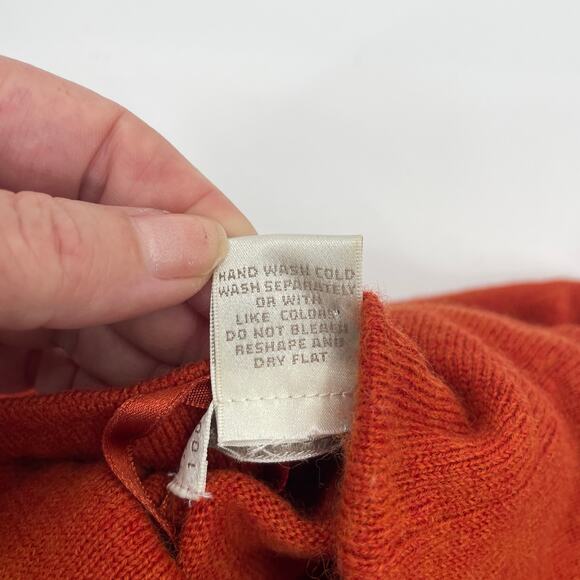 SARAH SPENCER Merino Wool Knit Sweater Top Size XL Rust Orange Turtle Cowl Neck - Picture 4 of 7